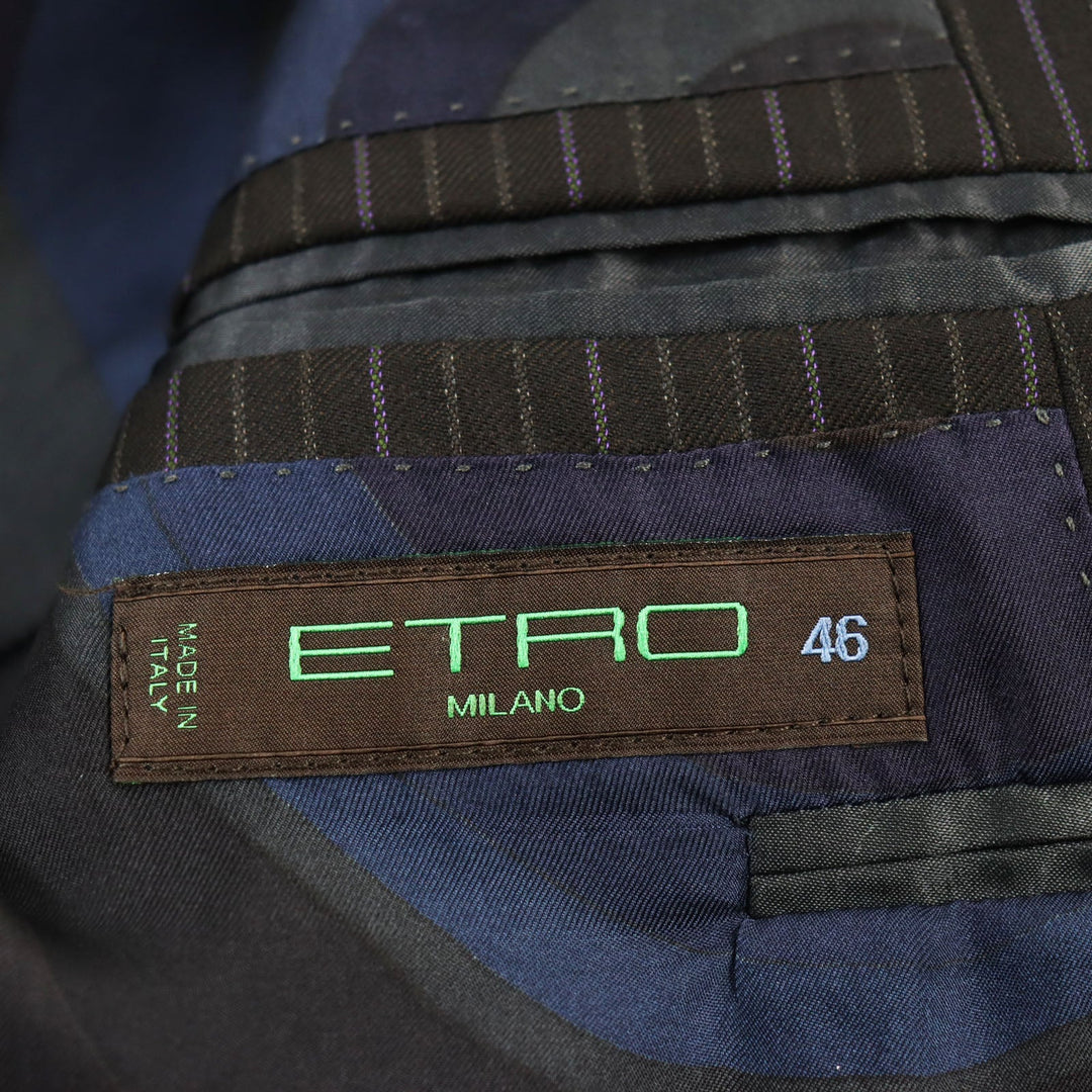 ETRO suit Outer: 100% wool, Lining: 100% silk, Lining: 70% acetate, Lining: 30% cupra Brown type mens 46 Used Authentic