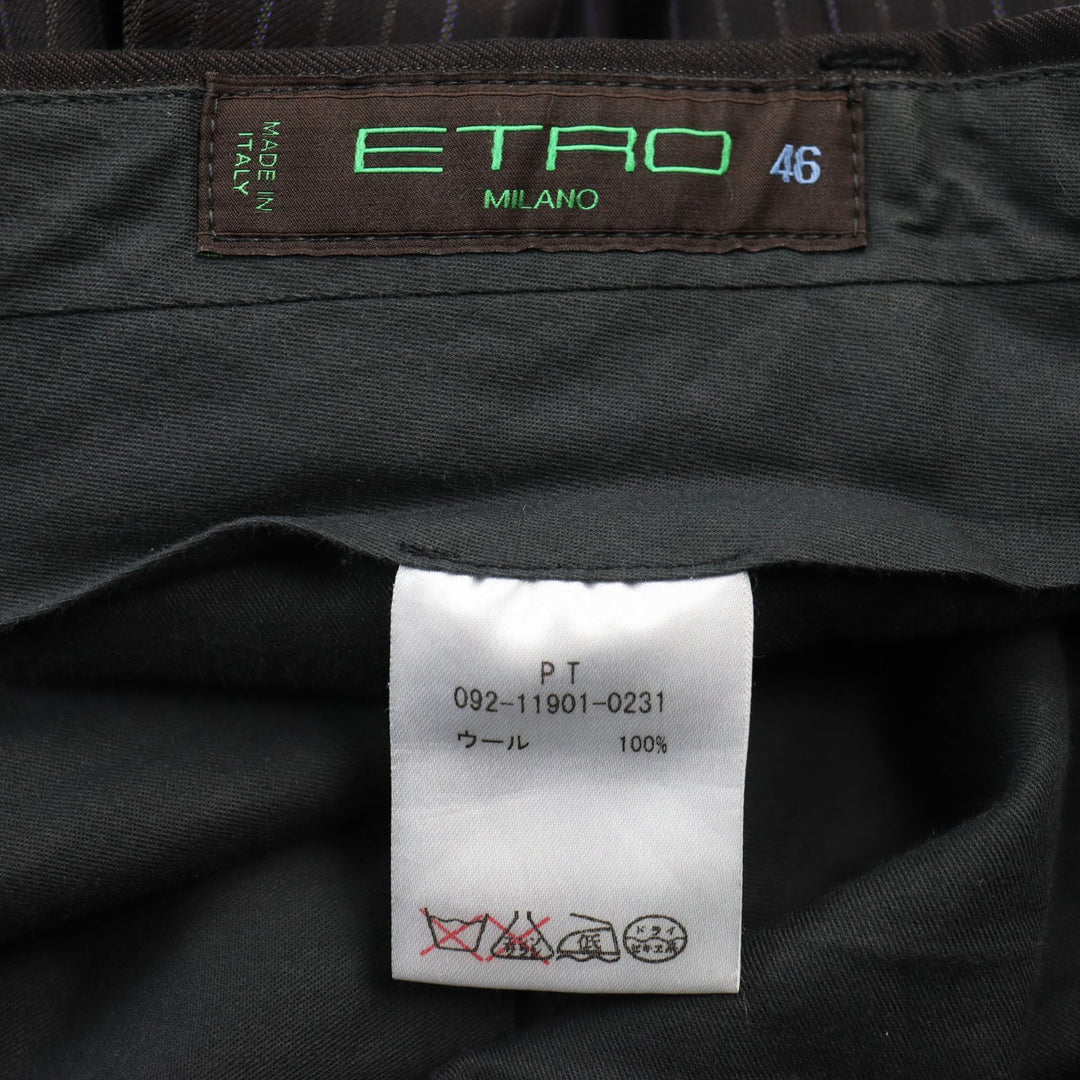 ETRO suit Outer: 100% wool, Lining: 100% silk, Lining: 70% acetate, Lining: 30% cupra Brown type mens 46 Used Authentic