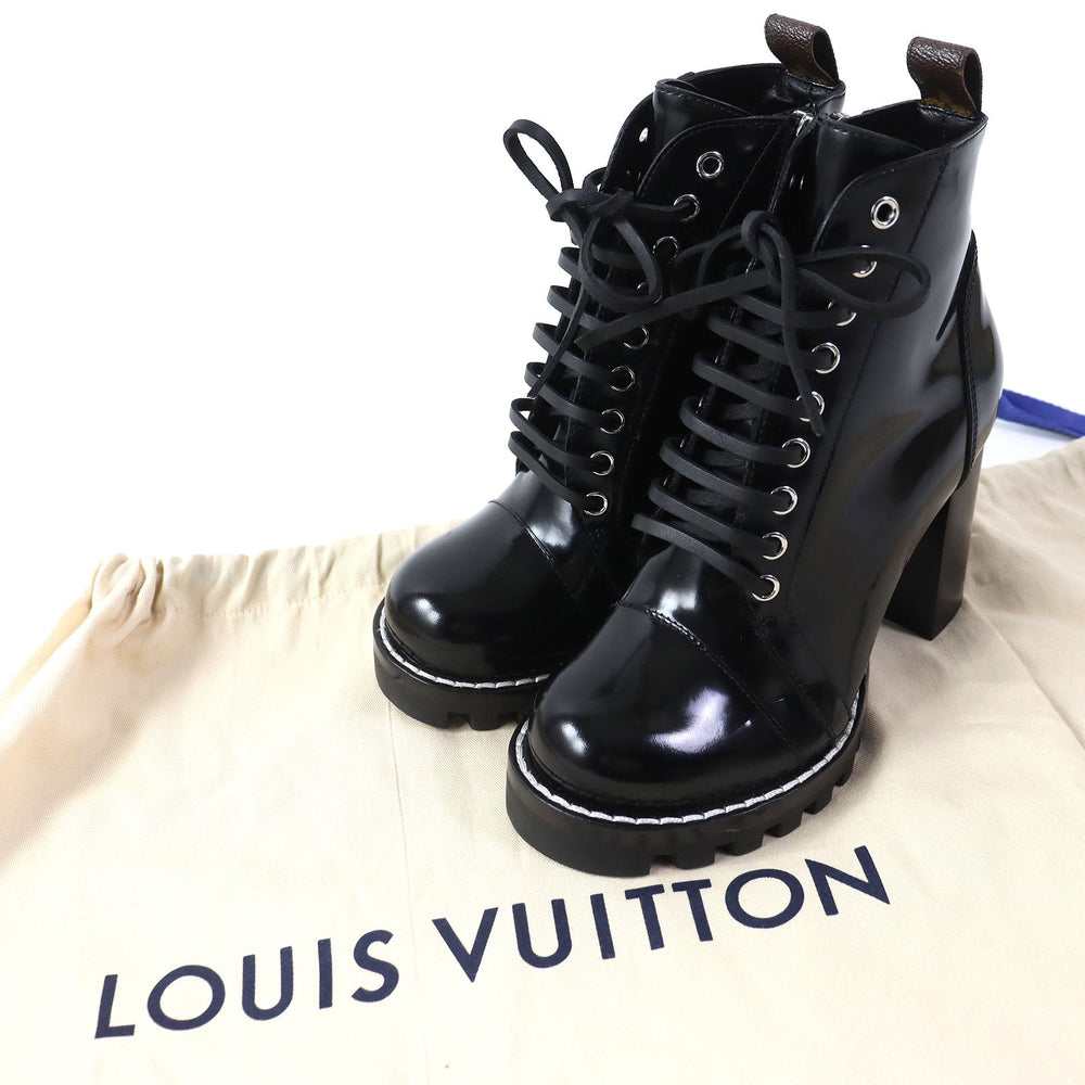 LOUIS VUITTON short boots Main: Patent black Star trail line Women 36 Used Authentic