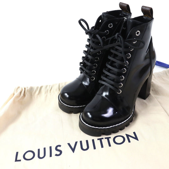 LOUIS VUITTON short boots Main: Patent black Star trail line Women 36 Used Authentic