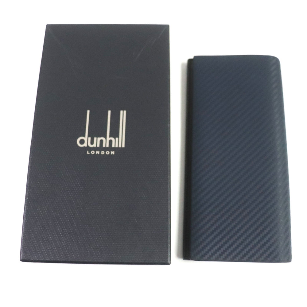 Dunhill Long Wallet Purse Main: Leather Navy brown Chassis mens Used Authentic