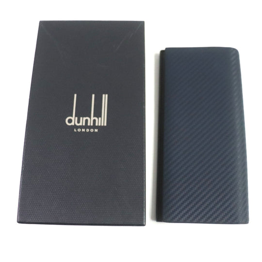 Dunhill Long Wallet Purse Main: Leather Navy brown Chassis mens Used Authentic