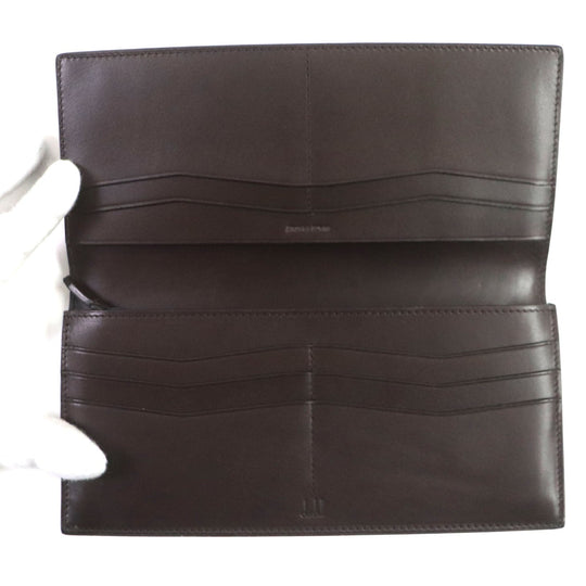 Dunhill Long Wallet Purse Main: Leather Navy brown Chassis mens Used Authentic