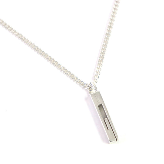 GUCCI Necklace Main�FAG925 Silver Cutout G mens Used Authentic