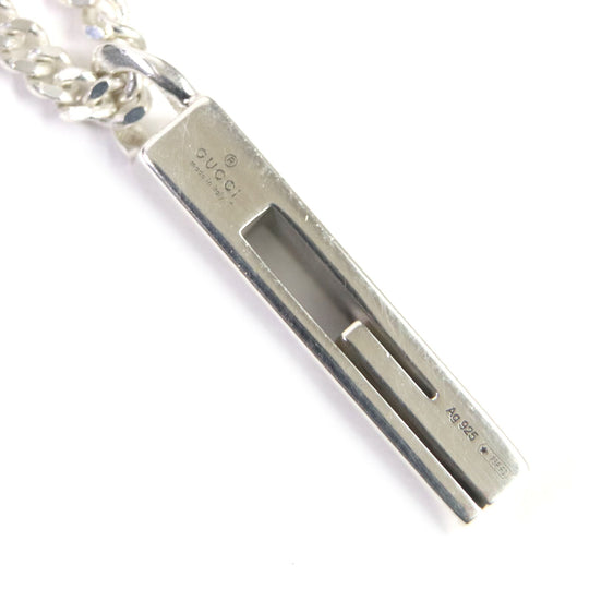 GUCCI Necklace Main�FAG925 Silver Cutout G mens Used Authentic