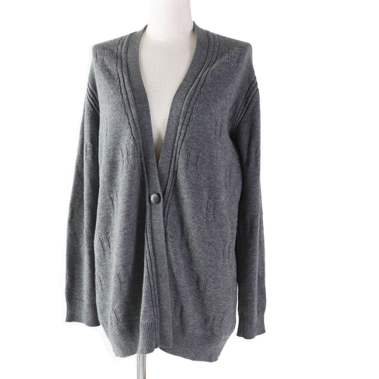 HERMES cardigan Outer fabric: 100% wool Dark gray Women 36 Used Authentic
