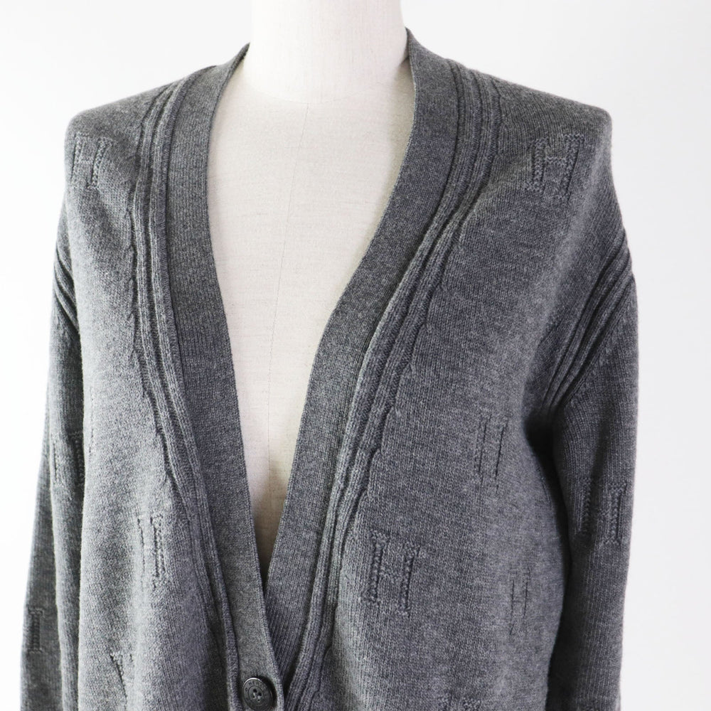 HERMES cardigan Outer fabric: 100% wool Dark gray Women 36 Used Authentic