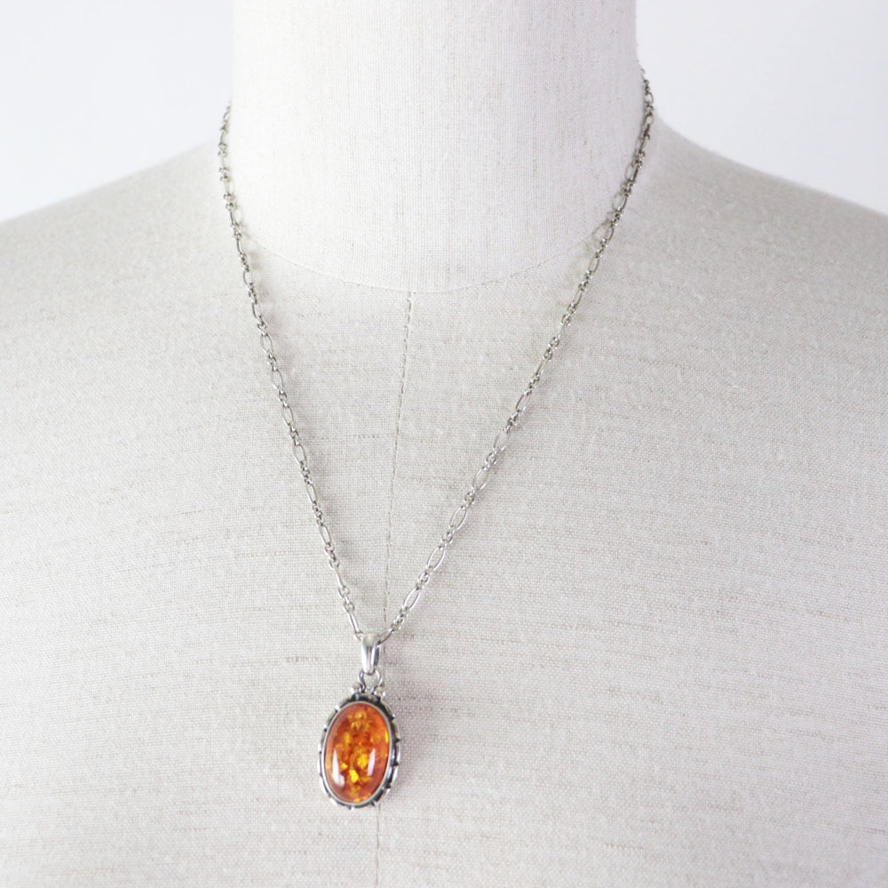 Georg Jensen Necklace Main: SV925, Stone: Amber Silver orange Year Necklace 2001 Women Used Authentic