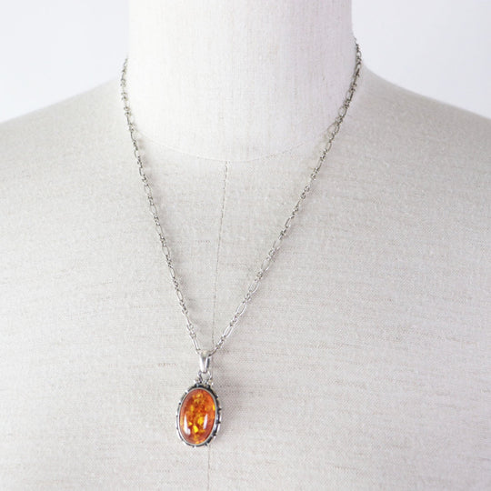 Georg Jensen Necklace Main: SV925, Stone: Amber Silver orange Year Necklace 2001 Women Used Authentic