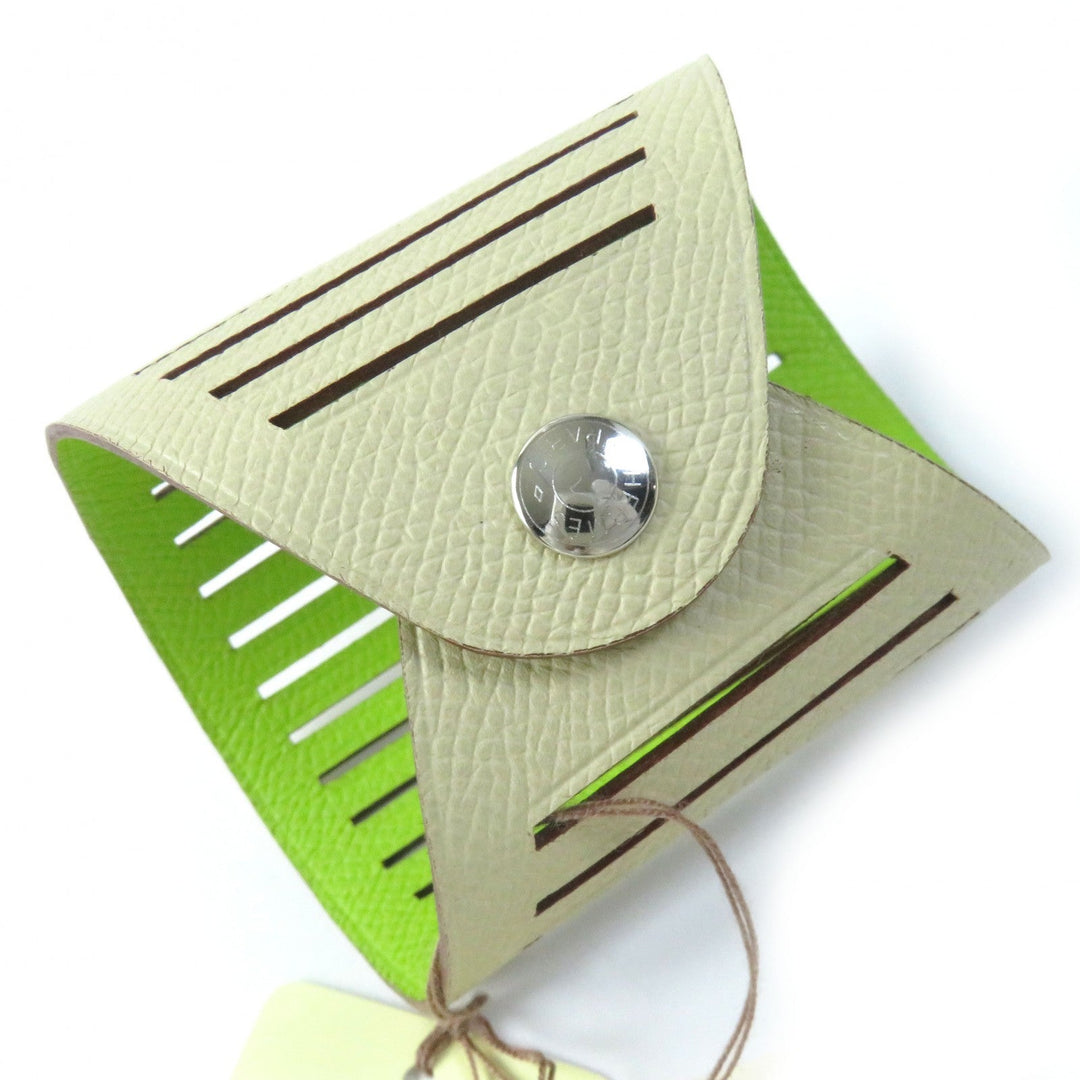 HERMES bracelet Main: Leather light green beige Petit Ash Women Used Authentic