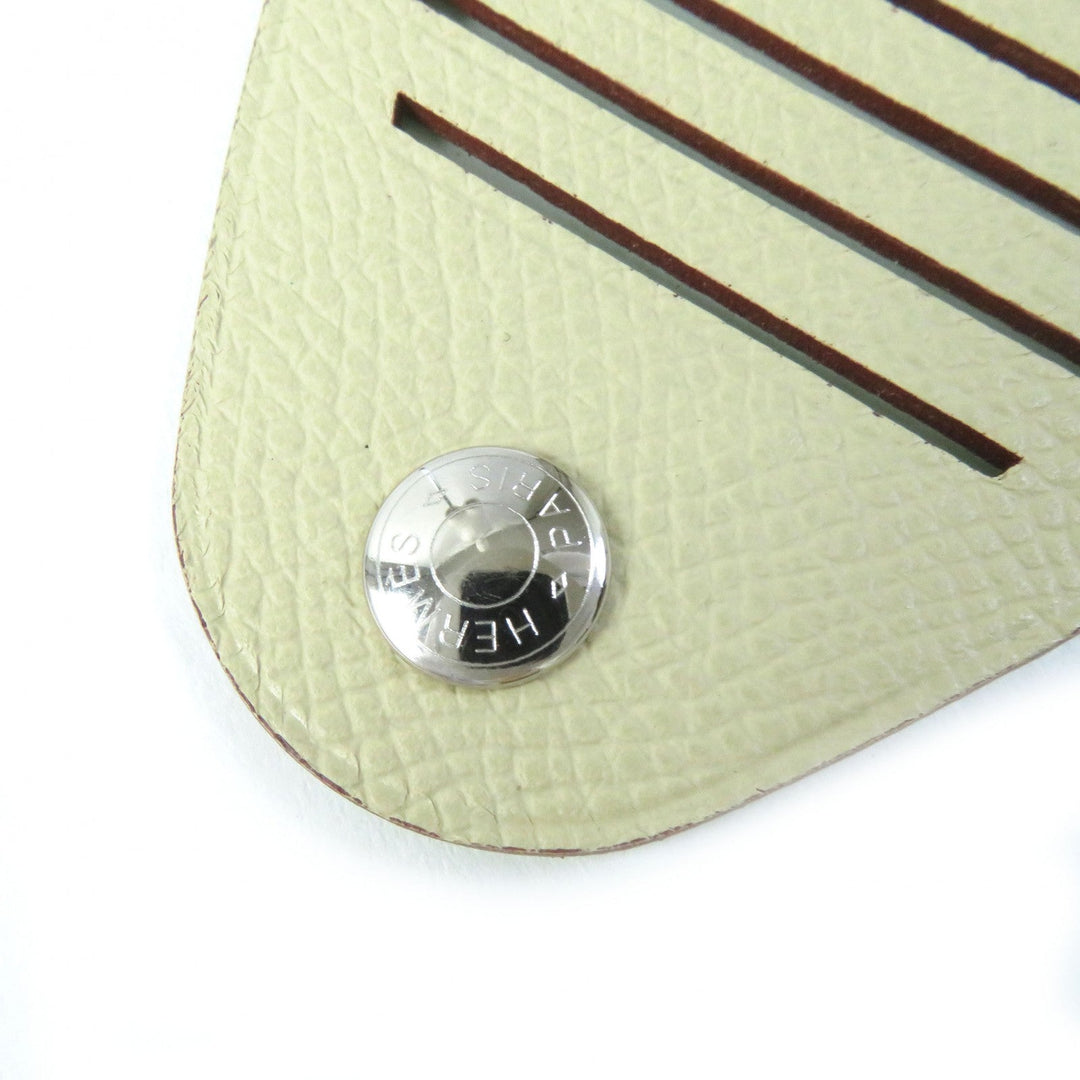 HERMES bracelet Main: Leather light green beige Petit Ash Women Used Authentic