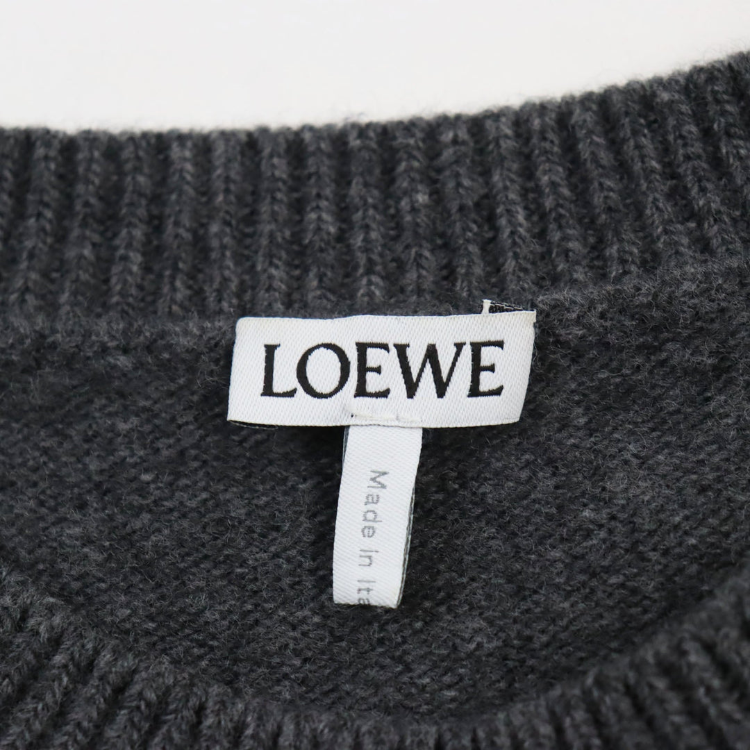 LOEWE sweater H526Y14KB5 Main: 98% wool, Main: 1% elastane (polyurethane), Main: 1% polyamide (nylon) gray mens S Used Authentic