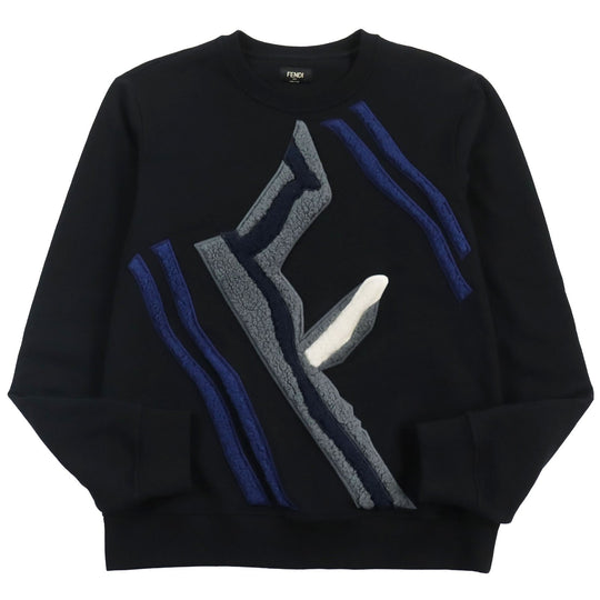 FENDI sweat FY0178 Main: 100% cotton, Part: 97% cotton, Part: 3% polyurethane, Part: 48% acrylic, 39% wool, 13% silk black mens M Used Authentic