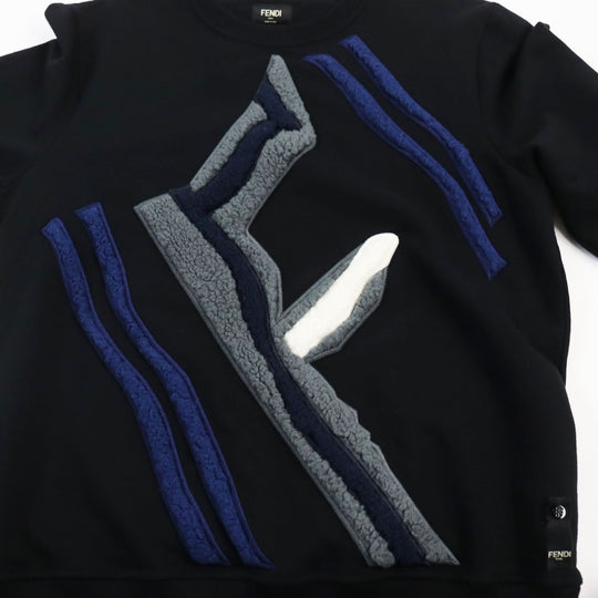 FENDI sweat FY0178 Main: 100% cotton, Part: 97% cotton, Part: 3% polyurethane, Part: 48% acrylic, 39% wool, 13% silk black mens M Used Authentic