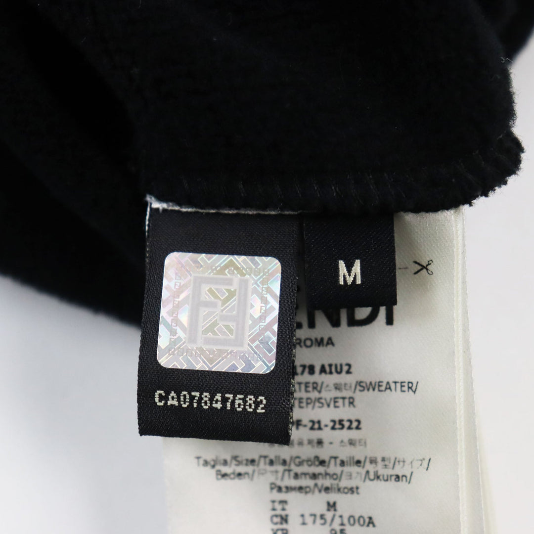 FENDI sweat FY0178 Main: 100% cotton, Part: 97% cotton, Part: 3% polyurethane, Part: 48% acrylic, 39% wool, 13% silk black mens M Used Authentic