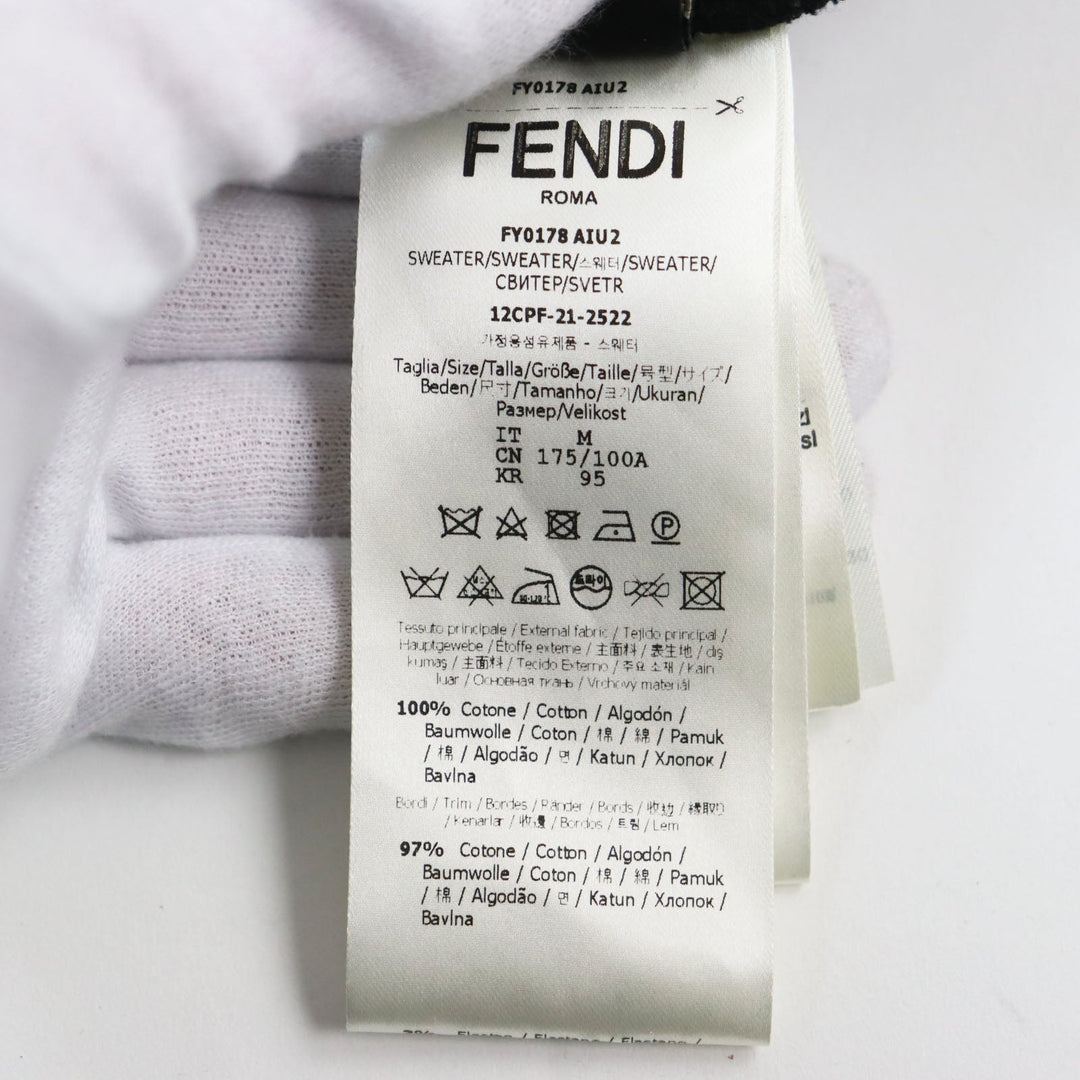 FENDI sweat FY0178 Main: 100% cotton, Part: 97% cotton, Part: 3% polyurethane, Part: 48% acrylic, 39% wool, 13% silk black mens M Used Authentic