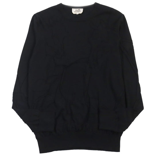 HERMES sweater Main: 100% cotton black mens L Used Authentic