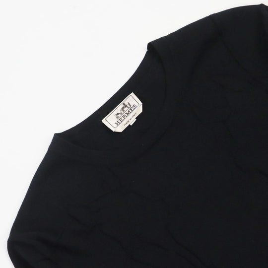 HERMES sweater Main: 100% cotton black mens L Used Authentic