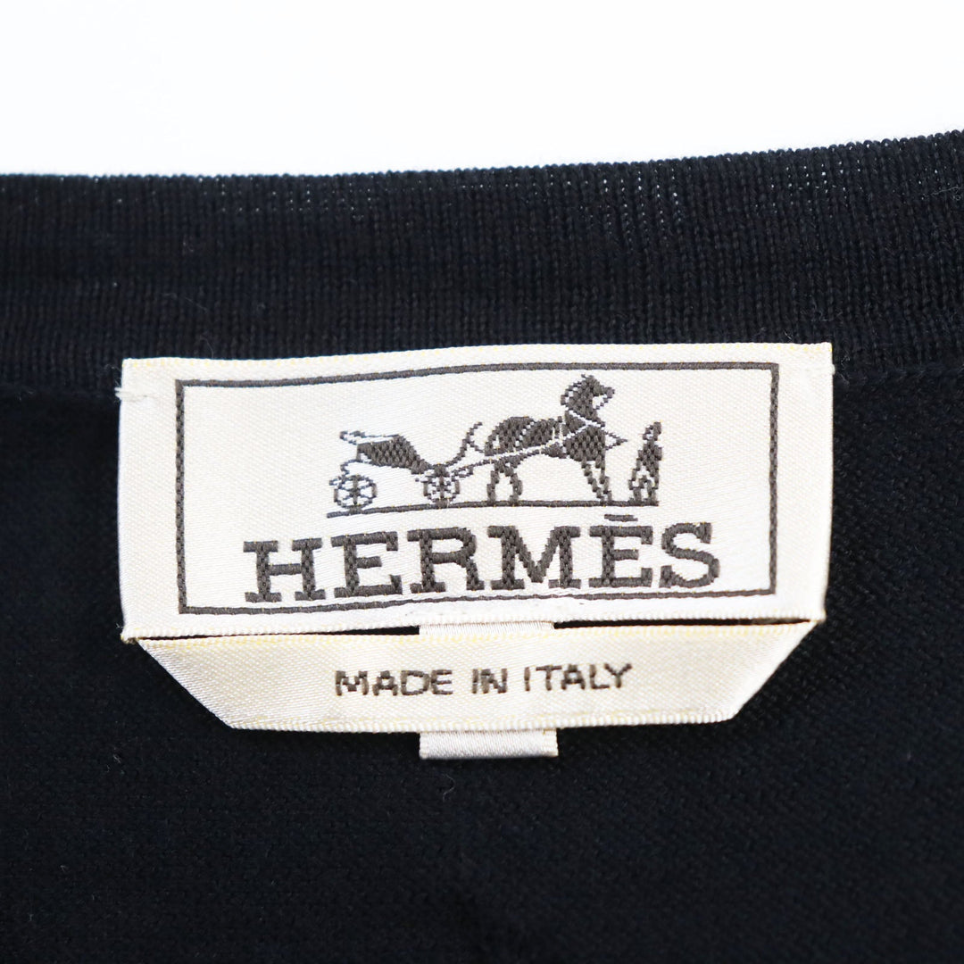 HERMES sweater Main: 100% cotton black mens L Used Authentic
