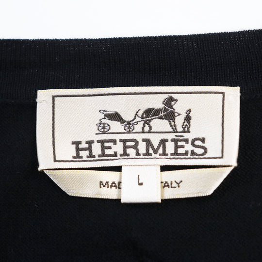 HERMES sweater Main: 100% cotton black mens L Used Authentic