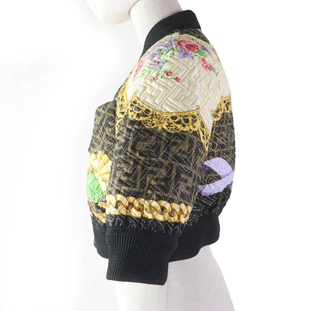 FENDI Blouson FJ7258 Main: 100% silk, Filling: 69% polyester, Filling: 27% nylon, Filling: 4% polyurethane, Lining: 100% silk Black type Multi Women 36 Used Authentic