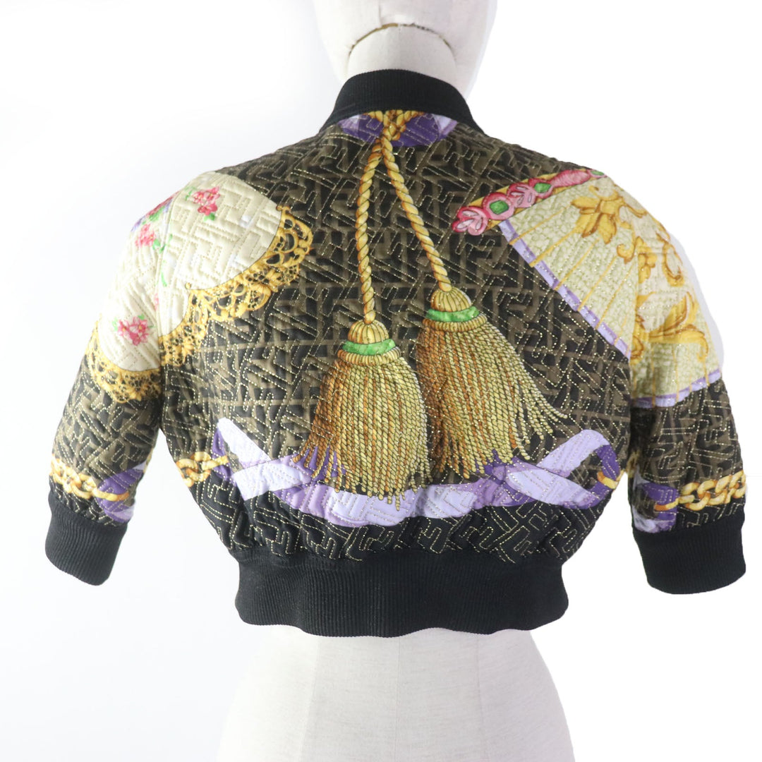 FENDI Blouson FJ7258 Main: 100% silk, Filling: 69% polyester, Filling: 27% nylon, Filling: 4% polyurethane, Lining: 100% silk Black type Multi Women 36 Used Authentic