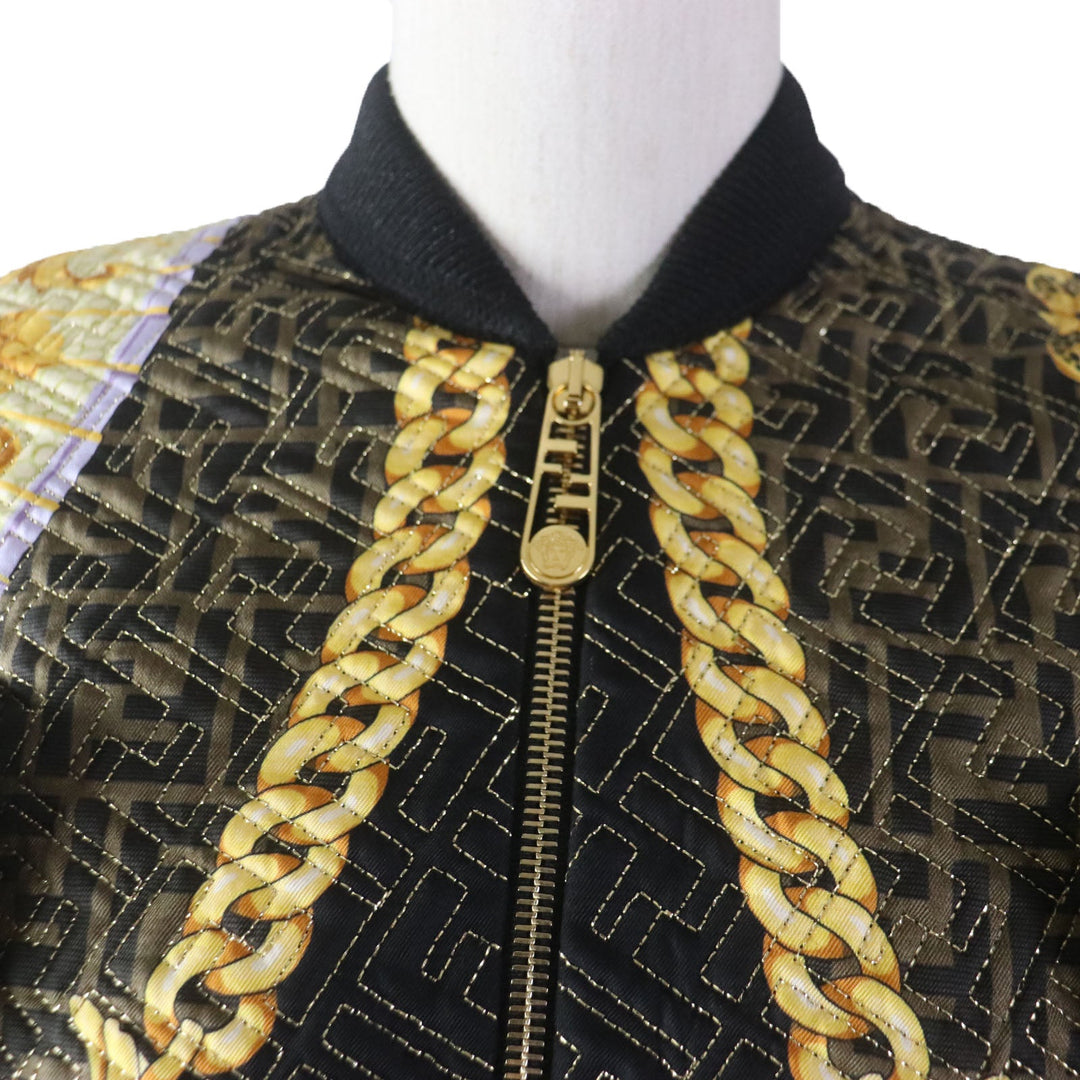 FENDI Blouson FJ7258 Main: 100% silk, Filling: 69% polyester, Filling: 27% nylon, Filling: 4% polyurethane, Lining: 100% silk Black type Multi Women 36 Used Authentic