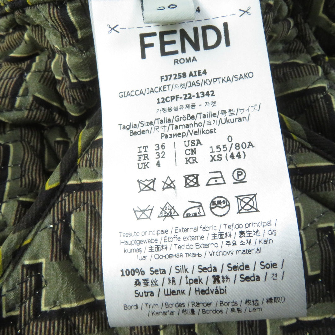 FENDI Blouson FJ7258 Main: 100% silk, Filling: 69% polyester, Filling: 27% nylon, Filling: 4% polyurethane, Lining: 100% silk Black type Multi Women 36 Used Authentic