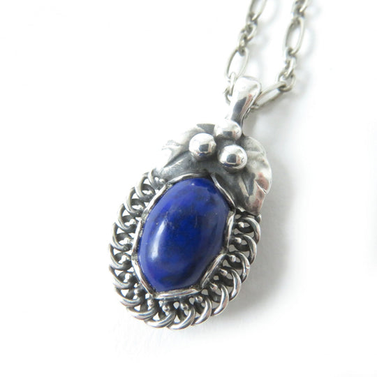 Georg Jensen Necklace Main: SV925, Part: Lapis lazuli Silver purple ear pendant 1992 Women Used Authentic