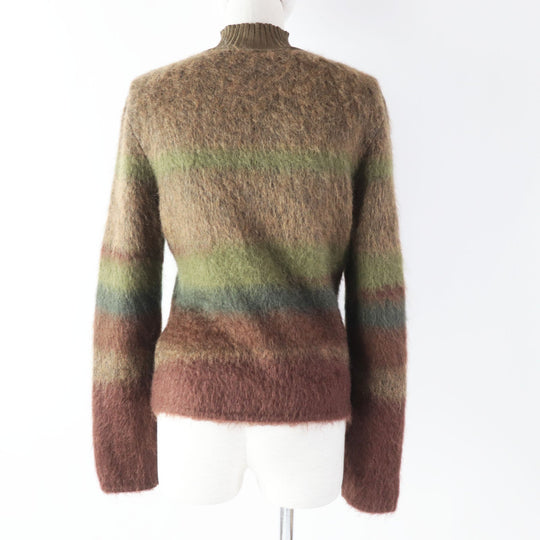 HERMES knit 2H2600DG Outer material: 36% wool, Outer material: 24% mohair, Outer material: 24% silk, Outer material: 16% cashmere, Part: 92% silk, : 4% nylon : 2% polyurethane Brown type Women 40 Used Authentic