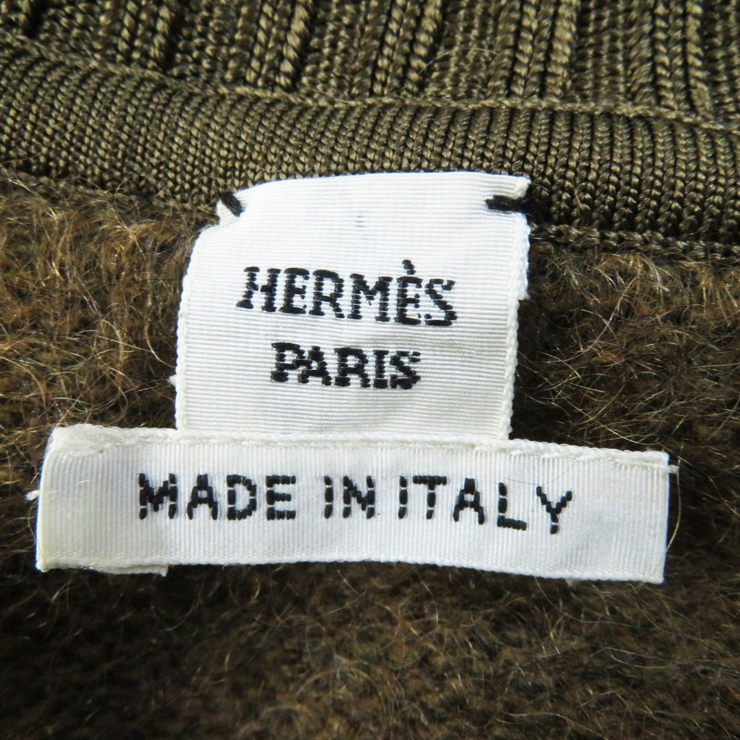 HERMES knit 2H2600DG Outer material: 36% wool, Outer material: 24% mohair, Outer material: 24% silk, Outer material: 16% cashmere, Part: 92% silk, : 4% nylon : 2% polyurethane Brown type Women 40 Used Authentic