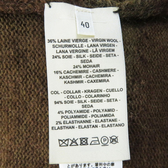 HERMES knit 2H2600DG Outer material: 36% wool, Outer material: 24% mohair, Outer material: 24% silk, Outer material: 16% cashmere, Part: 92% silk, : 4% nylon : 2% polyurethane Brown type Women 40 Used Authentic