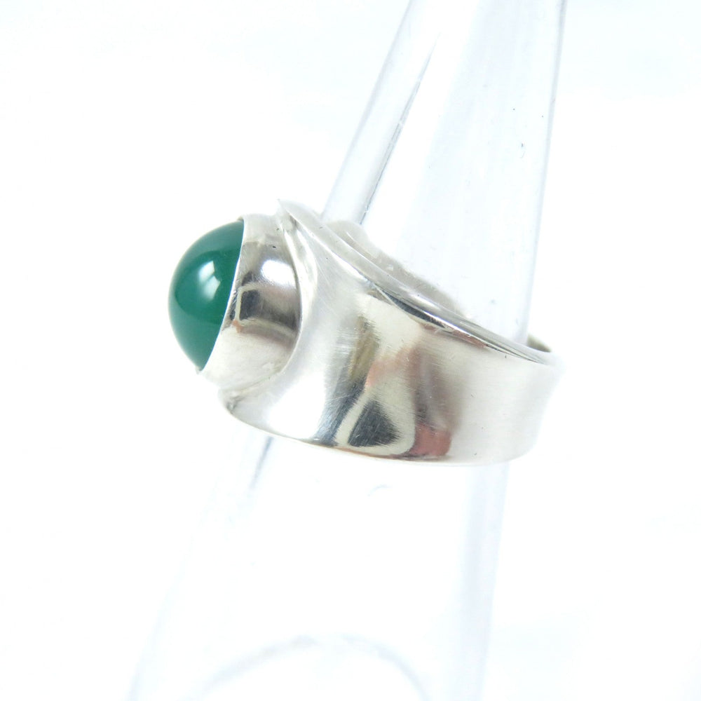 Georg Jensen Ring 124 Main: AG925, Part: Chalcedony Silver Green Women Used Authentic