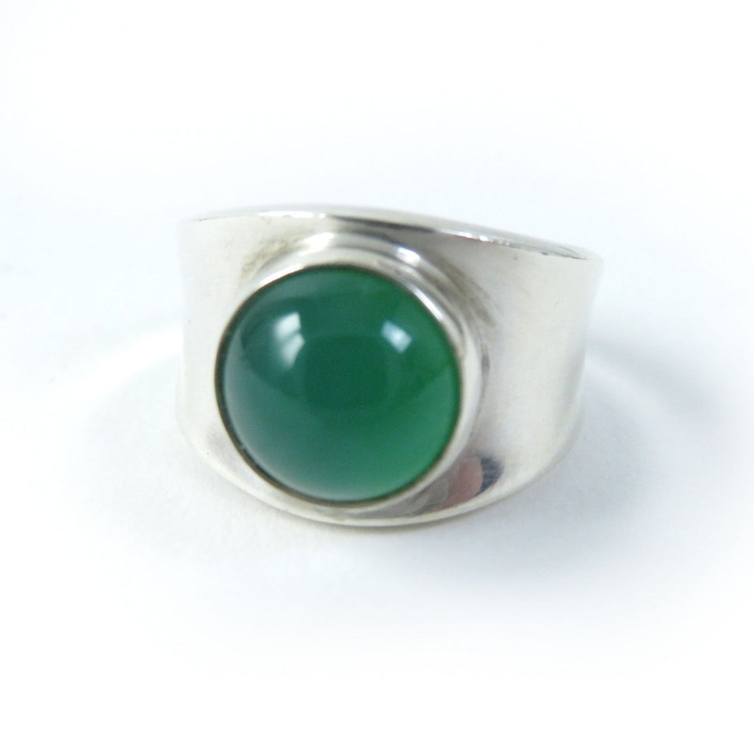 Georg Jensen Ring 124 Main: AG925, Part: Chalcedony Silver Green Women Used Authentic