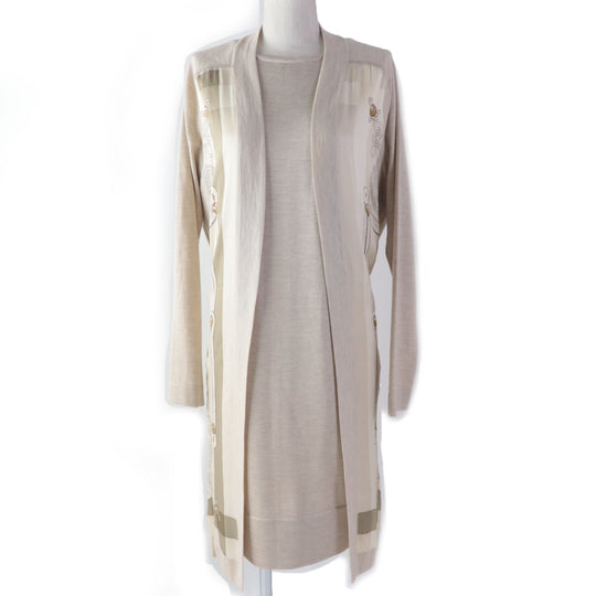 HERMES ensemble Main: 100% silk, Main: 50% silk, Main: 50% cashmere beige Napoleon Women 34 Used Authentic