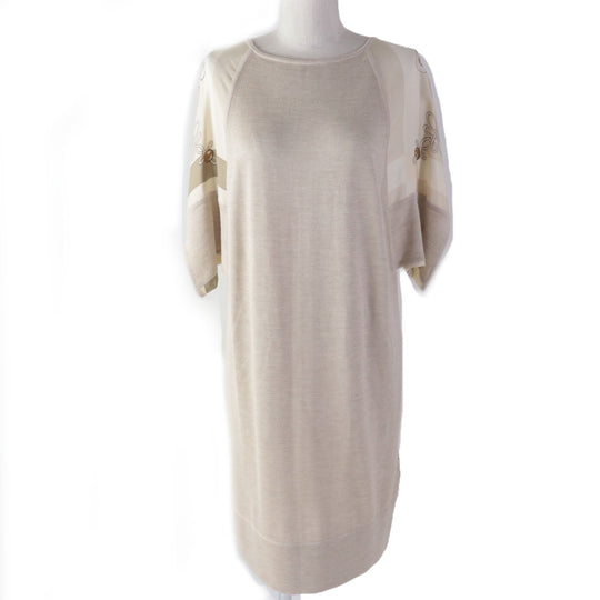 HERMES ensemble Main: 100% silk, Main: 50% silk, Main: 50% cashmere beige Napoleon Women 34 Used Authentic