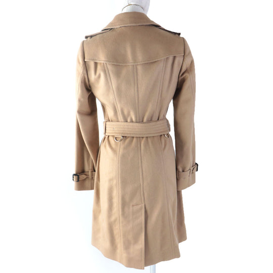 BURBERRY trench coat Main: 100% cashmere, Part: 66% wool, Part: 22% nylon, Part: 12% cashmere, Lining: 100% viscose (rayon), Lining (sleeve lining): 100% viscose beige SANDRINGHAM Sandringham Women 38 Used Authentic