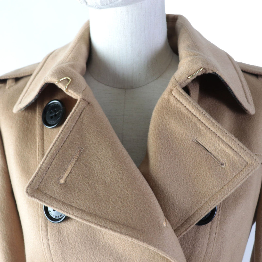 BURBERRY trench coat Main: 100% cashmere, Part: 66% wool, Part: 22% nylon, Part: 12% cashmere, Lining: 100% viscose (rayon), Lining (sleeve lining): 100% viscose beige SANDRINGHAM Sandringham Women 38 Used Authentic