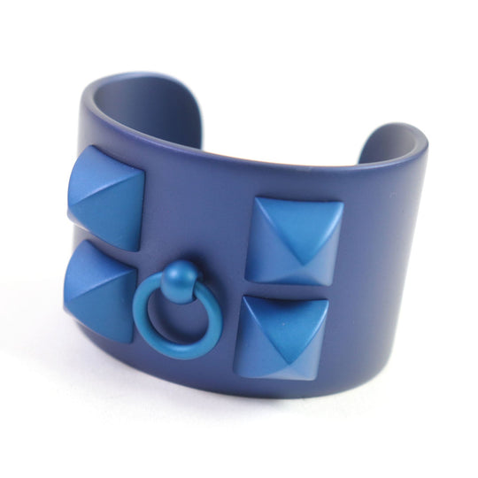 HERMES Bangle Sunset aluminum blue collier de chien bracelet Women Used Authentic