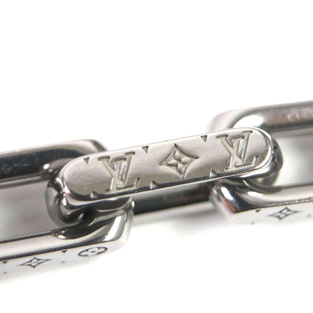 LOUIS VUITTON Necklace M00677 metal Black Silver Monogram Collier MNG Chain mens Used Authentic