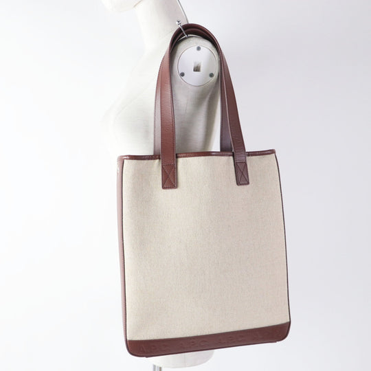 A.P.C. Tote Bag Main: 36% jute, 35% linen, 29% cotton; Part: 100% leather Brown Beige type Women Used Authentic