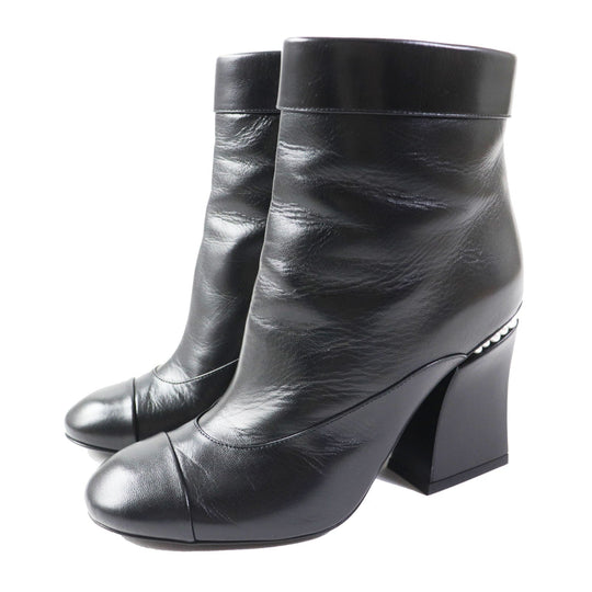 CHANEL Ankle boots 22A G39262 Shiny goatskin black 36 1/2C