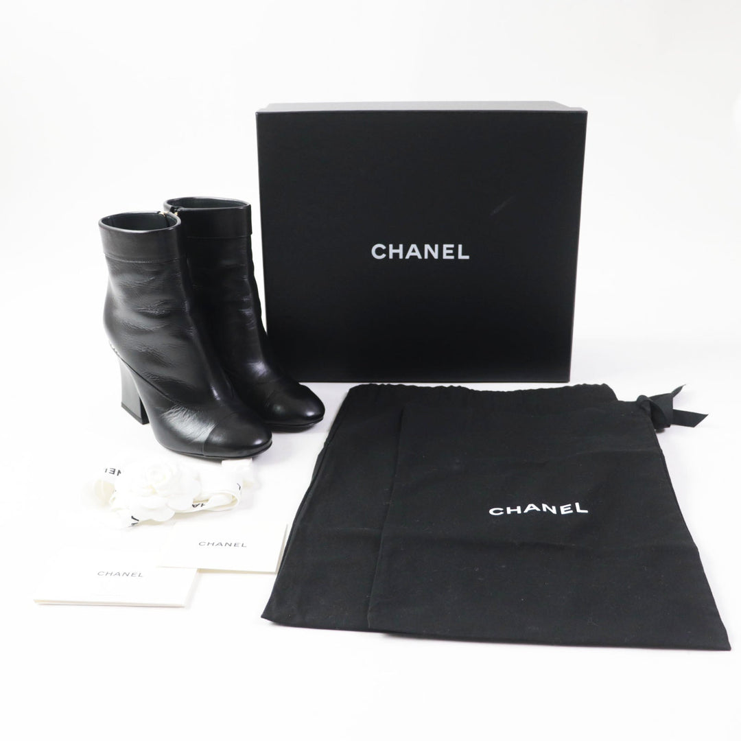 CHANEL Ankle boots 22A G39262 Shiny goatskin black 36 1/2C
