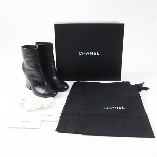 CHANEL Ankle boots 22A G39262 Shiny goatskin black 36 1/2C