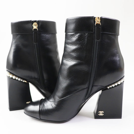 CHANEL Ankle boots 22A G39262 Shiny goatskin black 36 1/2C