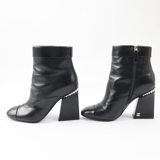 CHANEL Ankle boots 22A G39262 Shiny goatskin black 36 1/2C
