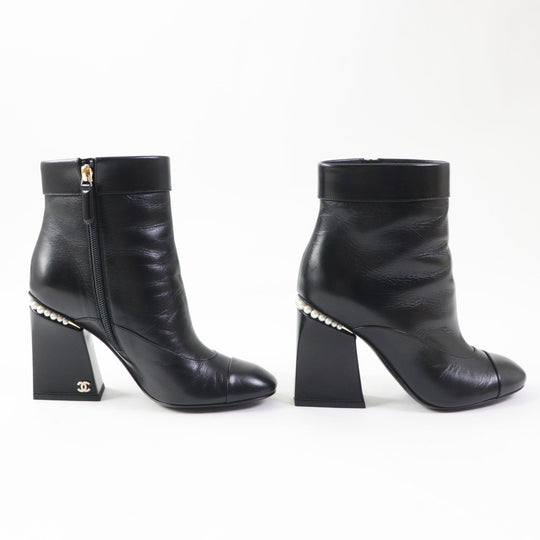 CHANEL Ankle boots 22A G39262 Shiny goatskin black 36 1/2C