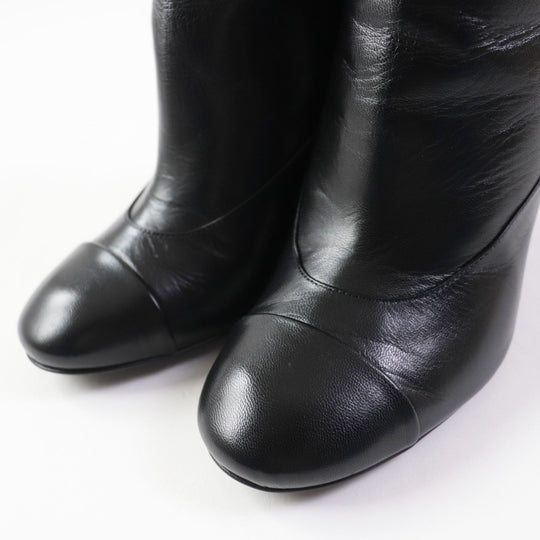 CHANEL Ankle boots 22A G39262 Shiny goatskin black 36 1/2C