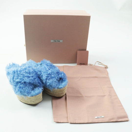 MIUMIU Sandals 5XX071 Main: Eco fur Light blue Women 35 Used Authentic