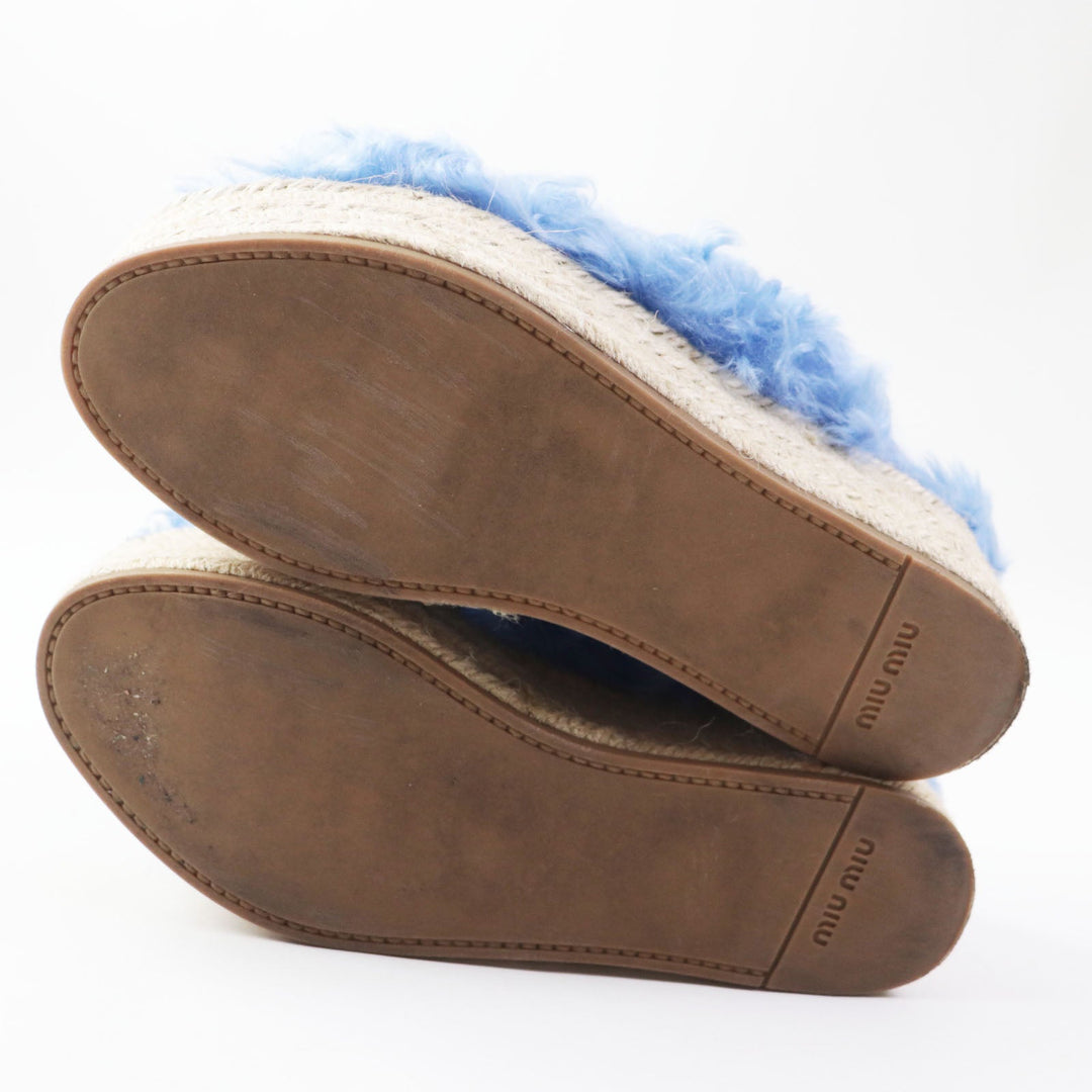 MIUMIU Sandals 5XX071 Main: Eco fur Light blue Women 35 Used Authentic